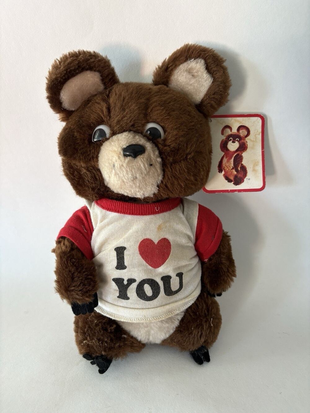 Vintage 1979 Dakin Misha Bear Plush 1980 Moscow USSR Olympics I Love You Shirt